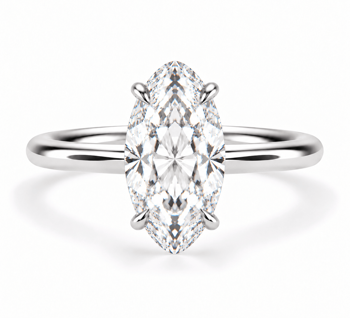 2.18 Carats Lab Grown Moval Oval Cut Solitaire Hidden Halo Diamond Engagement Ring White Gold