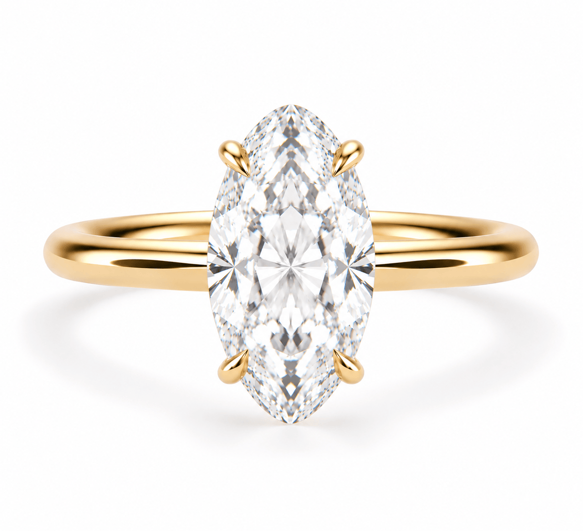 2.18 Carats Lab Grown Moval Oval Cut Solitaire Hidden Halo Diamond Engagement Ring Yellow Gold