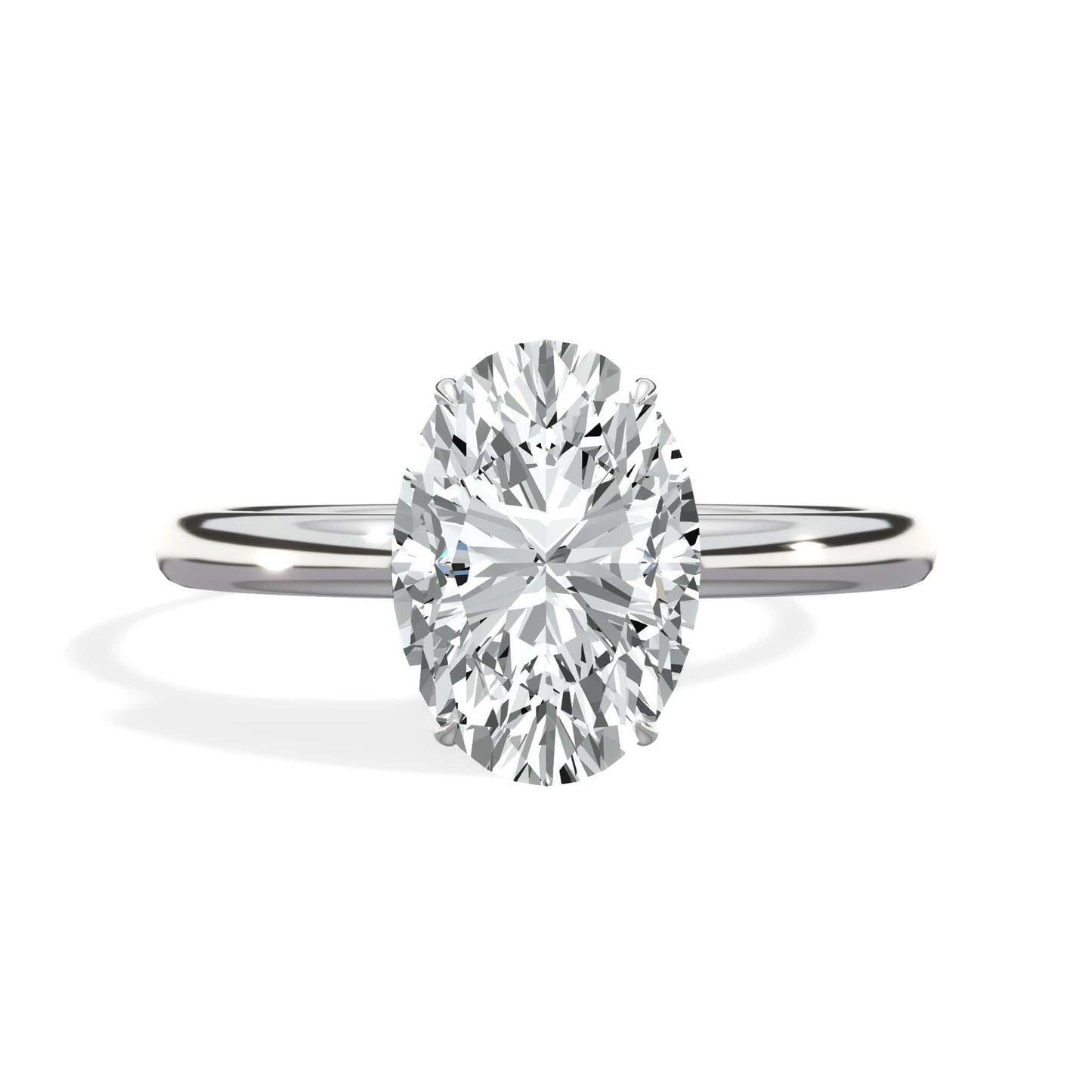 2.20 Carats Lab Grown Oval Cut Solitaire Hidden Halo Diamond Engagement Ring White Gold