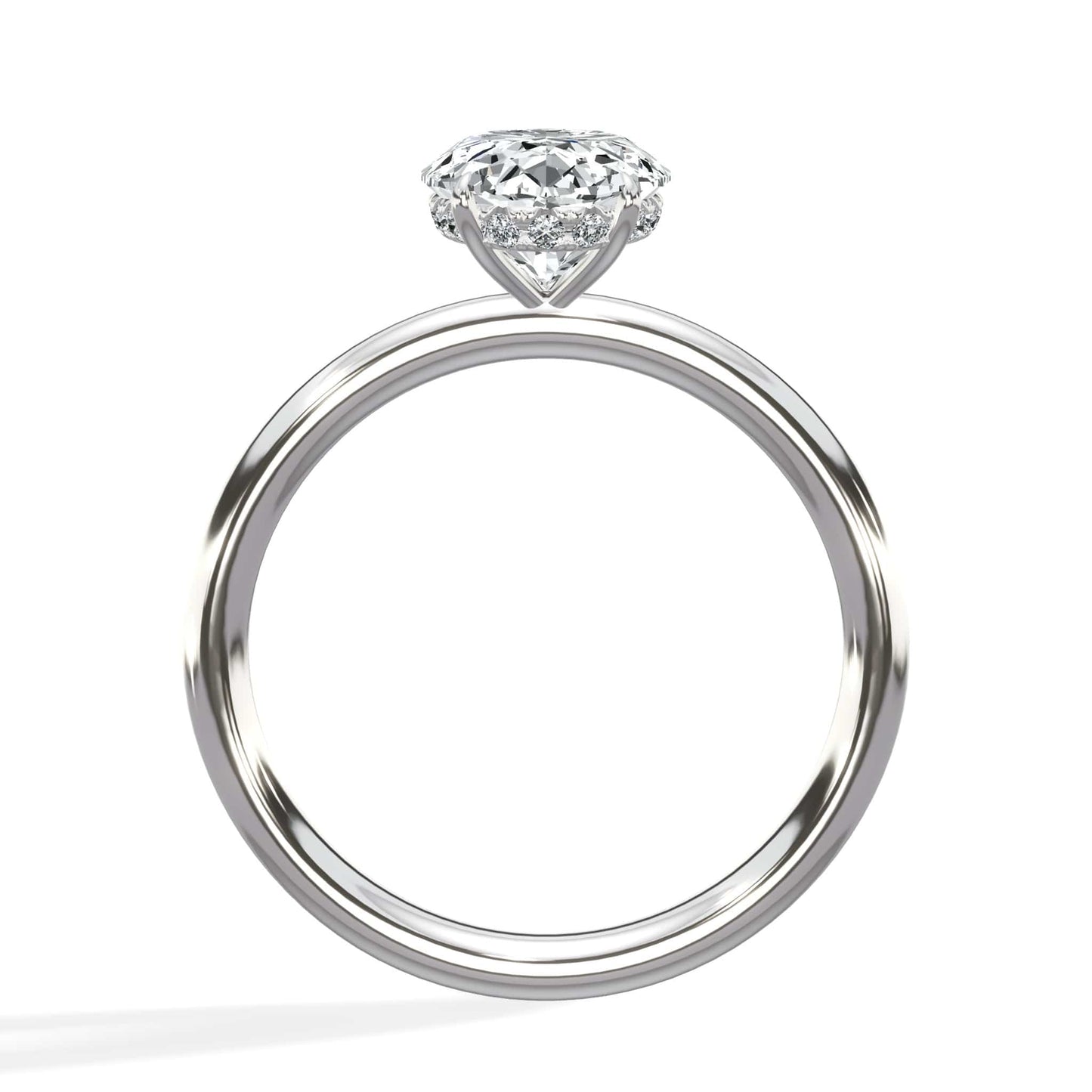 2.20 Carats Lab Grown Oval Cut Solitaire Hidden Halo Diamond Engagement Ring White Gold
