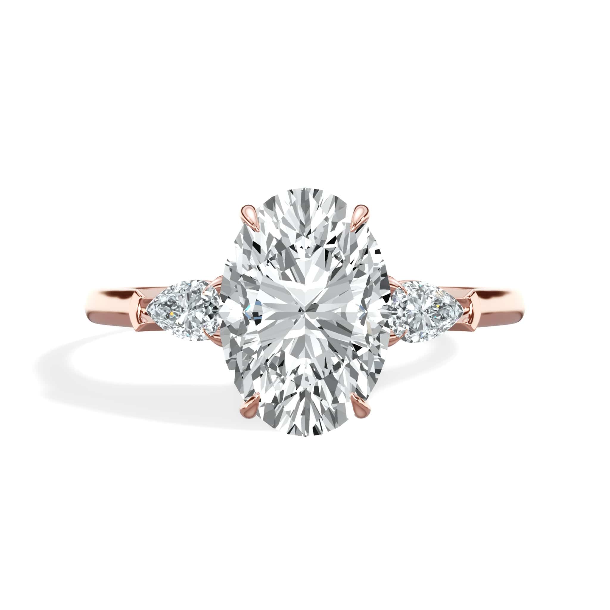 W double oval ring 指輪 15号 ovy kaja deci 2 Carat Oval with Pear Side Stones Rose Gold Diamond Engagement Ring