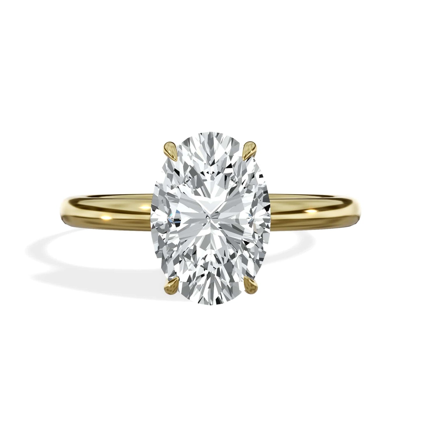 2 Carat Lab Grown Oval Cut Diamond Solitaire Engagement Ring Yellow Gold