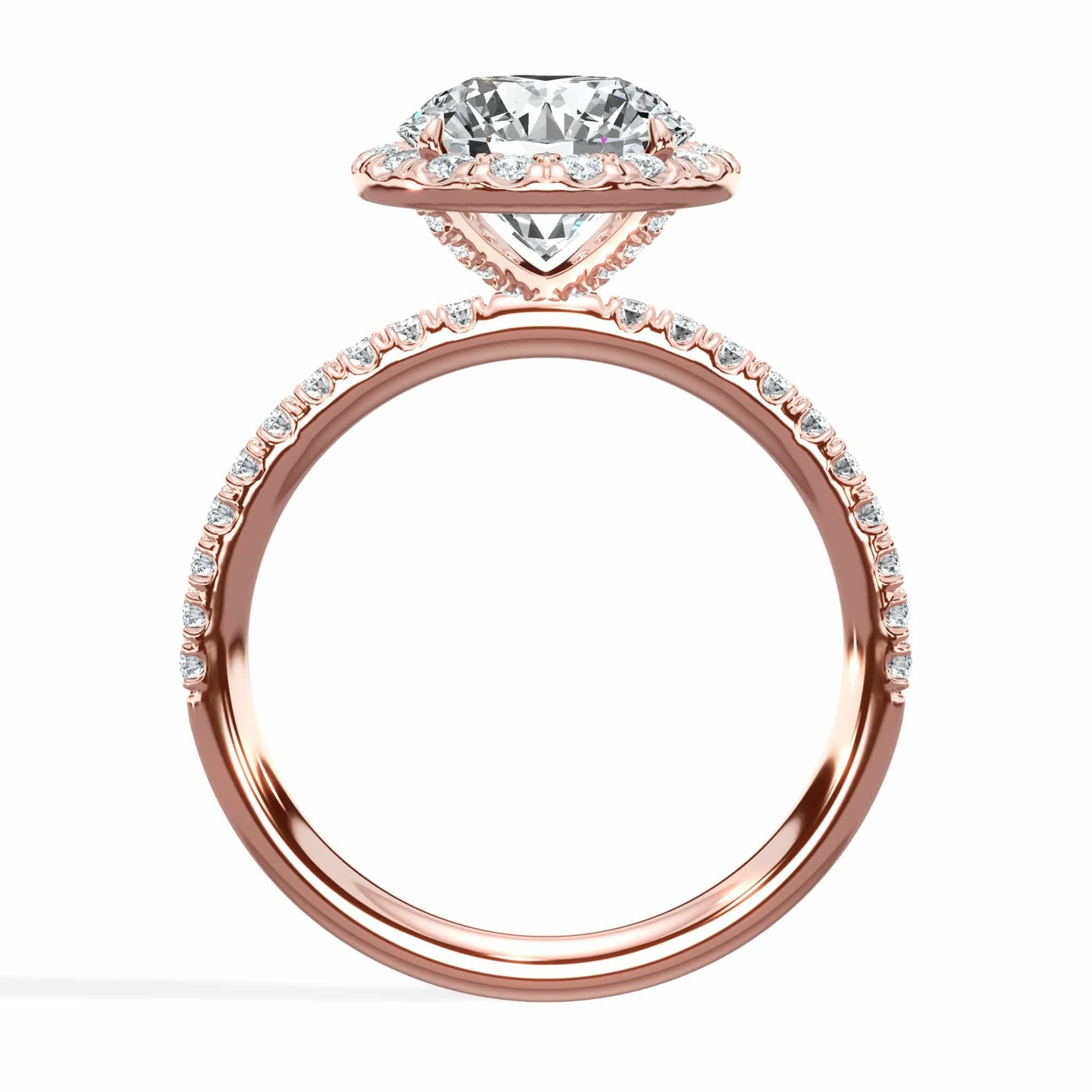 2.50 Carats Lab Grown Round Brilliant Cut Micropaved Halo Side Stones Diamond Engagement Ring