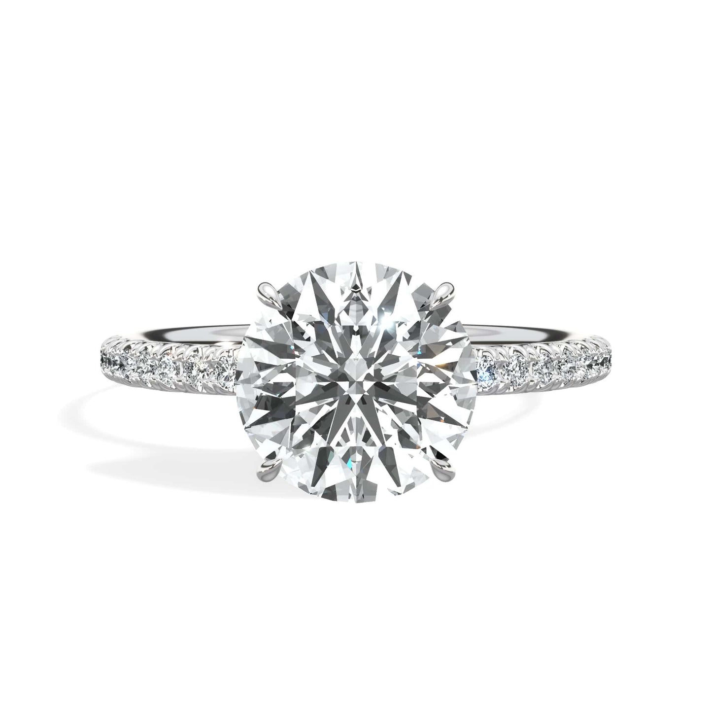 2.50 Carats Round Brilliant Cut Hidden Halo Natural Diamond Engagement Ring