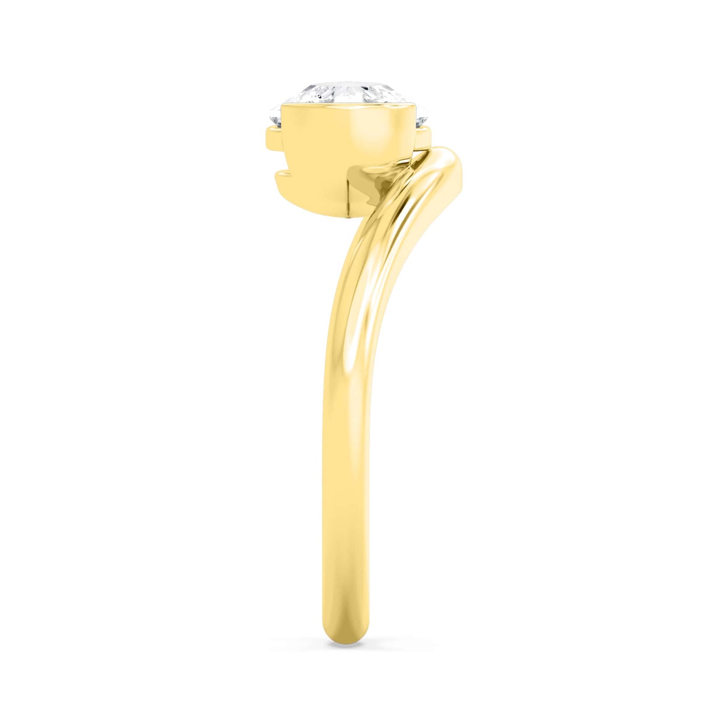 2 Carat Lab Grown Pear Step Cut Diamond Solitaire East West Engagement Ring In Yellow Gold