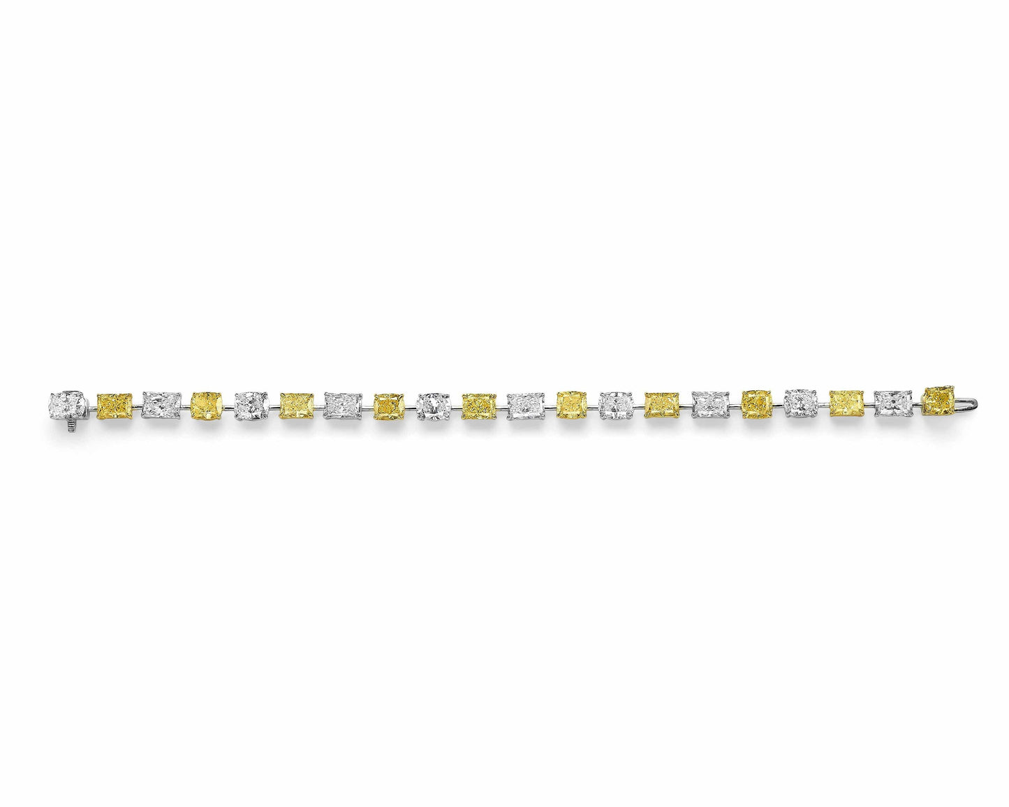 20.62ct Radiant & Cushion Fancy Yellow and Colorless Diamond Tennis Bracelet