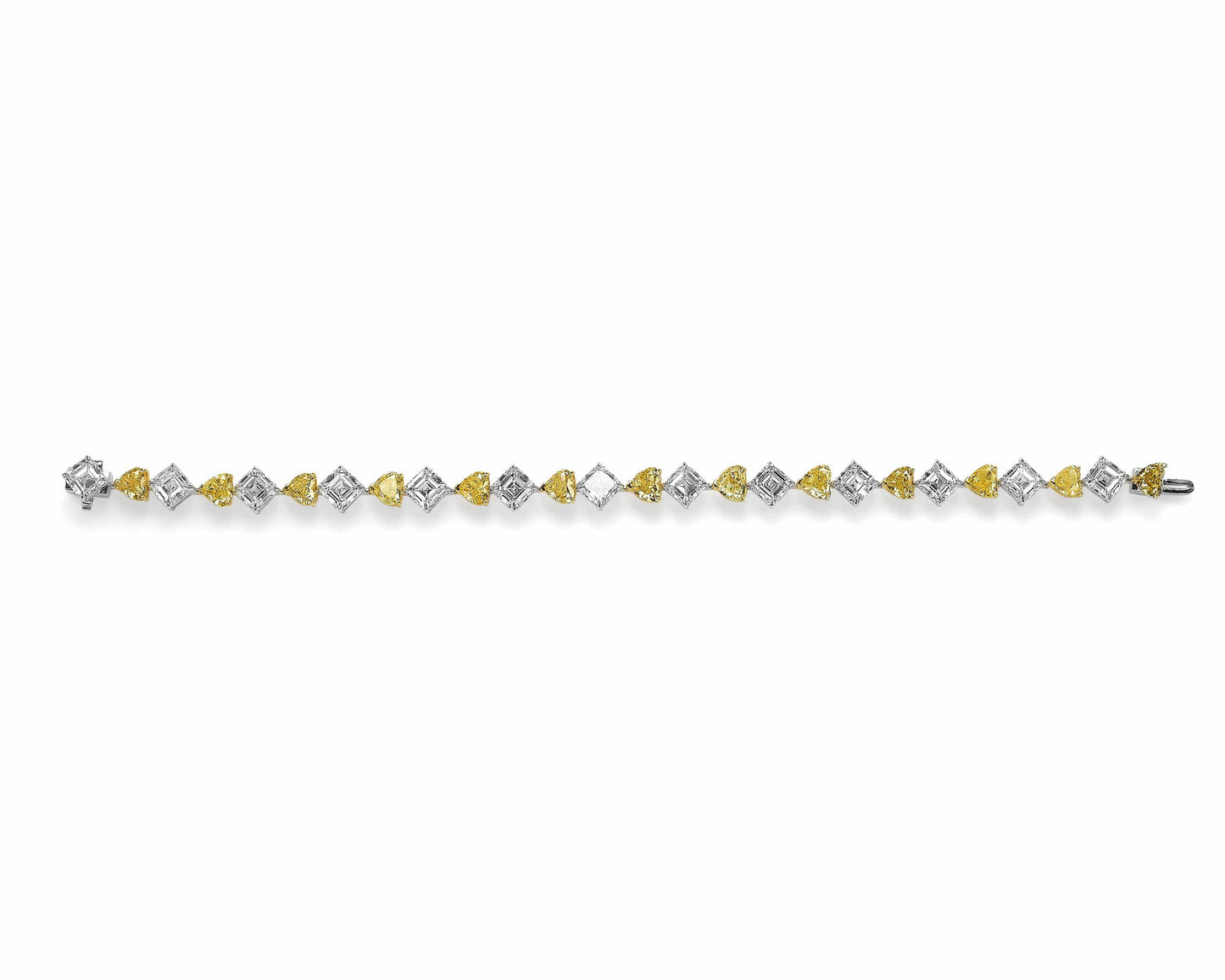 20.64ct Asscher & Fancy Intense Yellow Heart Diamond Tennis Bracelet