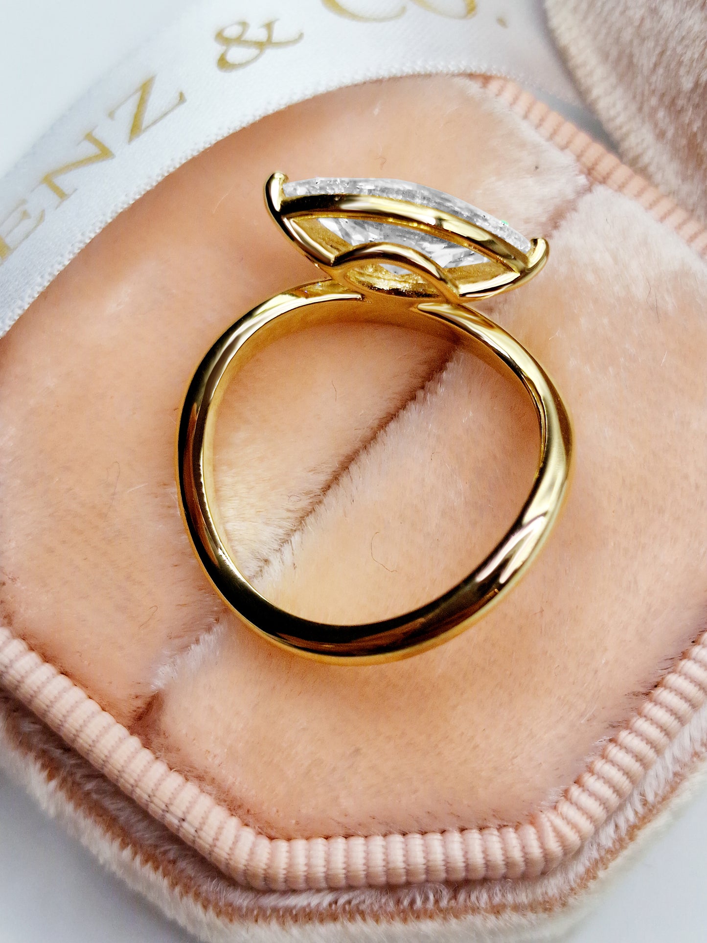 2.01 Carat Lab Grown Marquise Cut Wave Diamond Engagement Ring in Yellow Gold