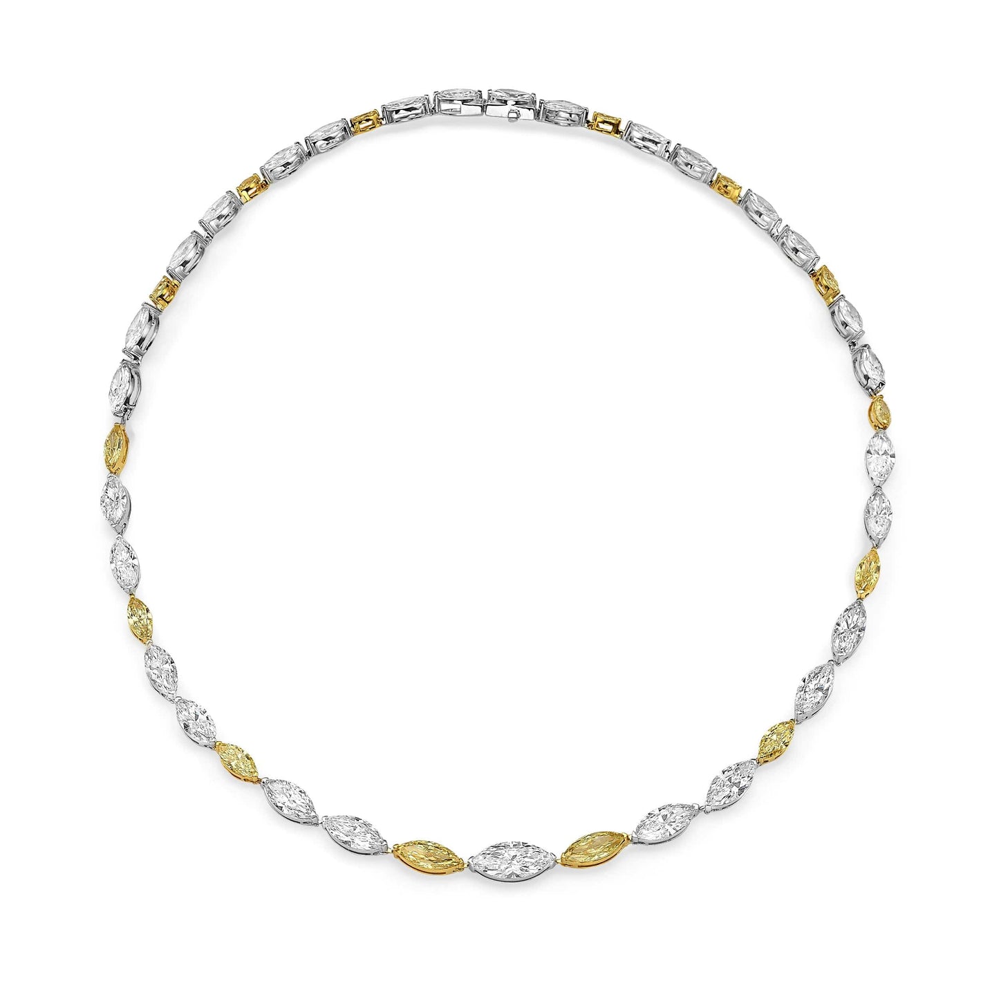 22.24 ct Graduated East-West Marquise Diamond Tennis Necklace in 14k Gold