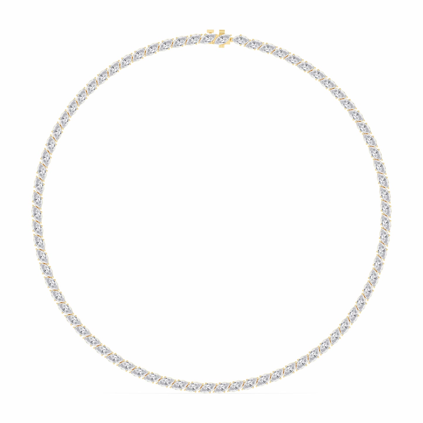 22.93 Carat Step Cut Marquise Cut Diamond Necklace in 14k Yellow Gold