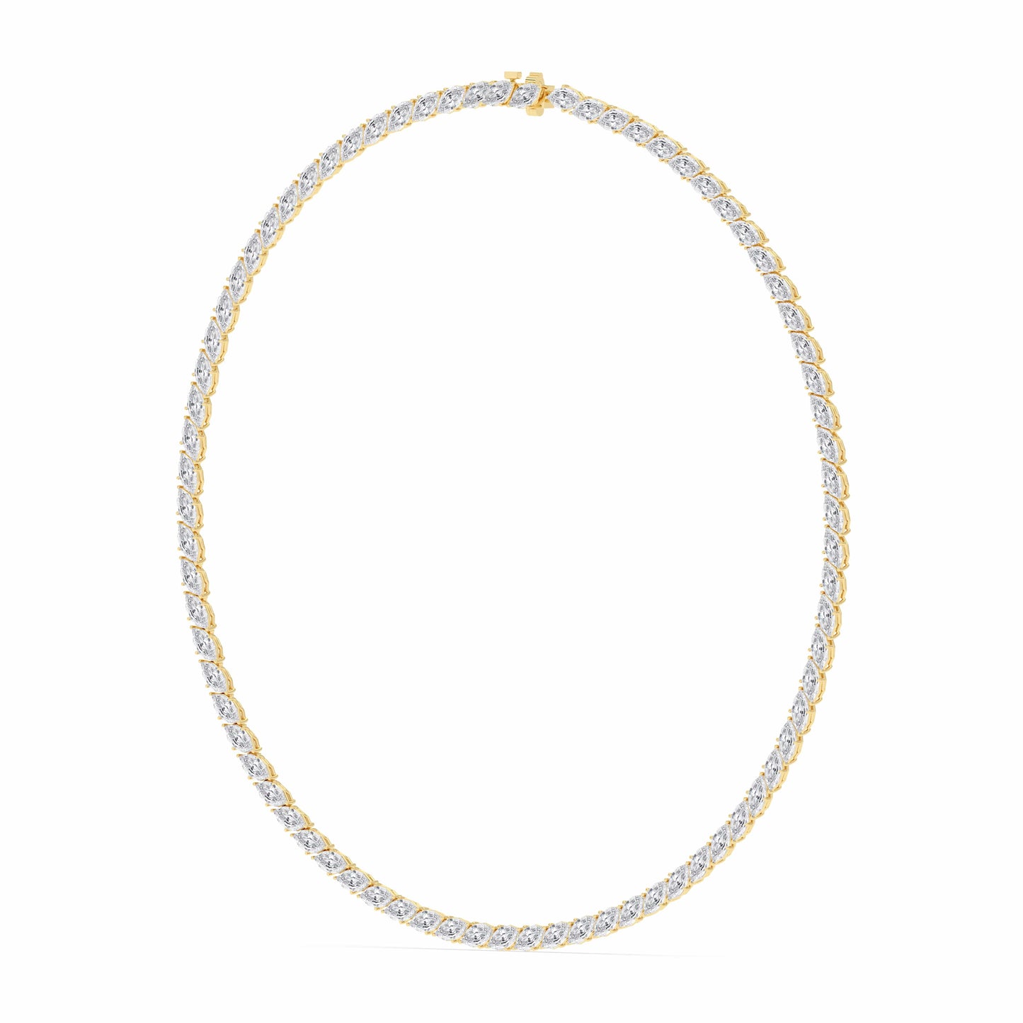 22.93 Carat Step Cut Marquise Cut Diamond Necklace in 14k Yellow Gold