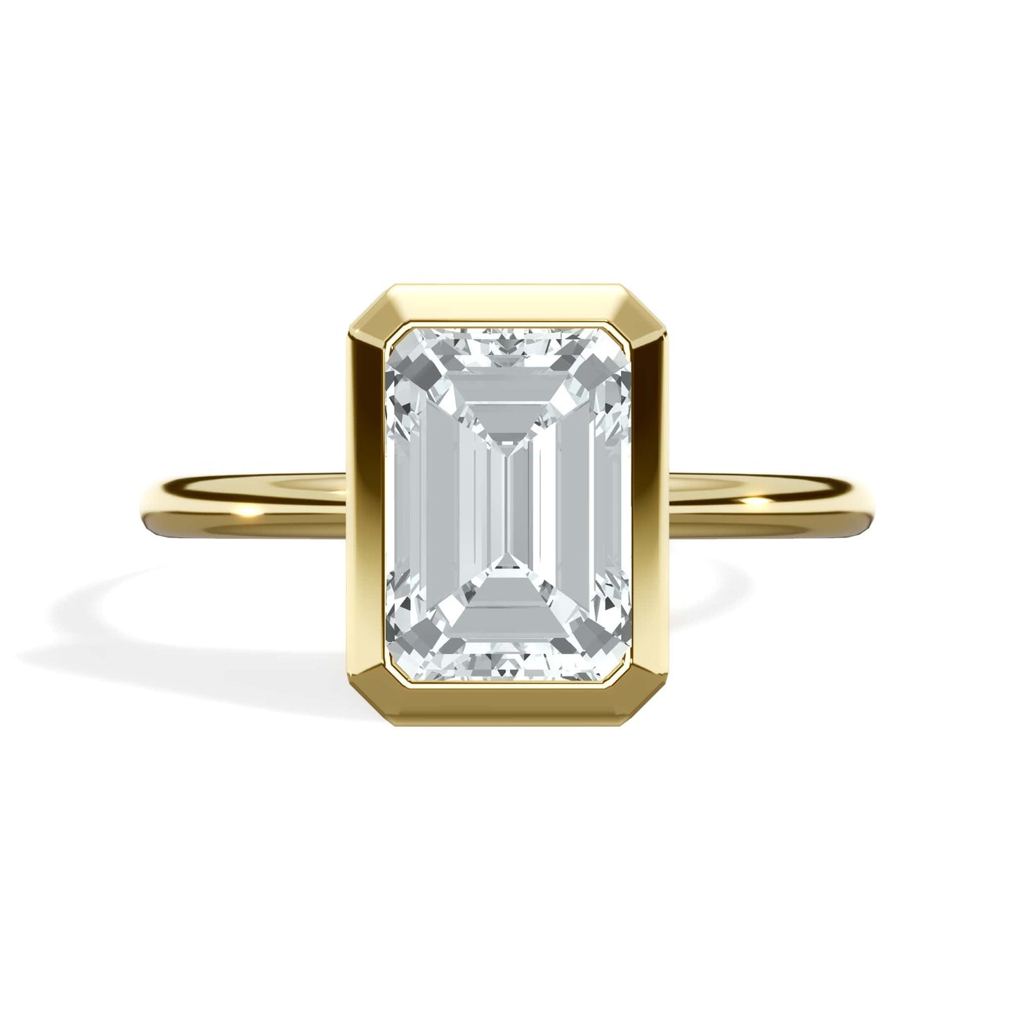 2.00 Carats Lab Grown Emerald Cut Bezel Set Solitaire Diamond Engagement Ring