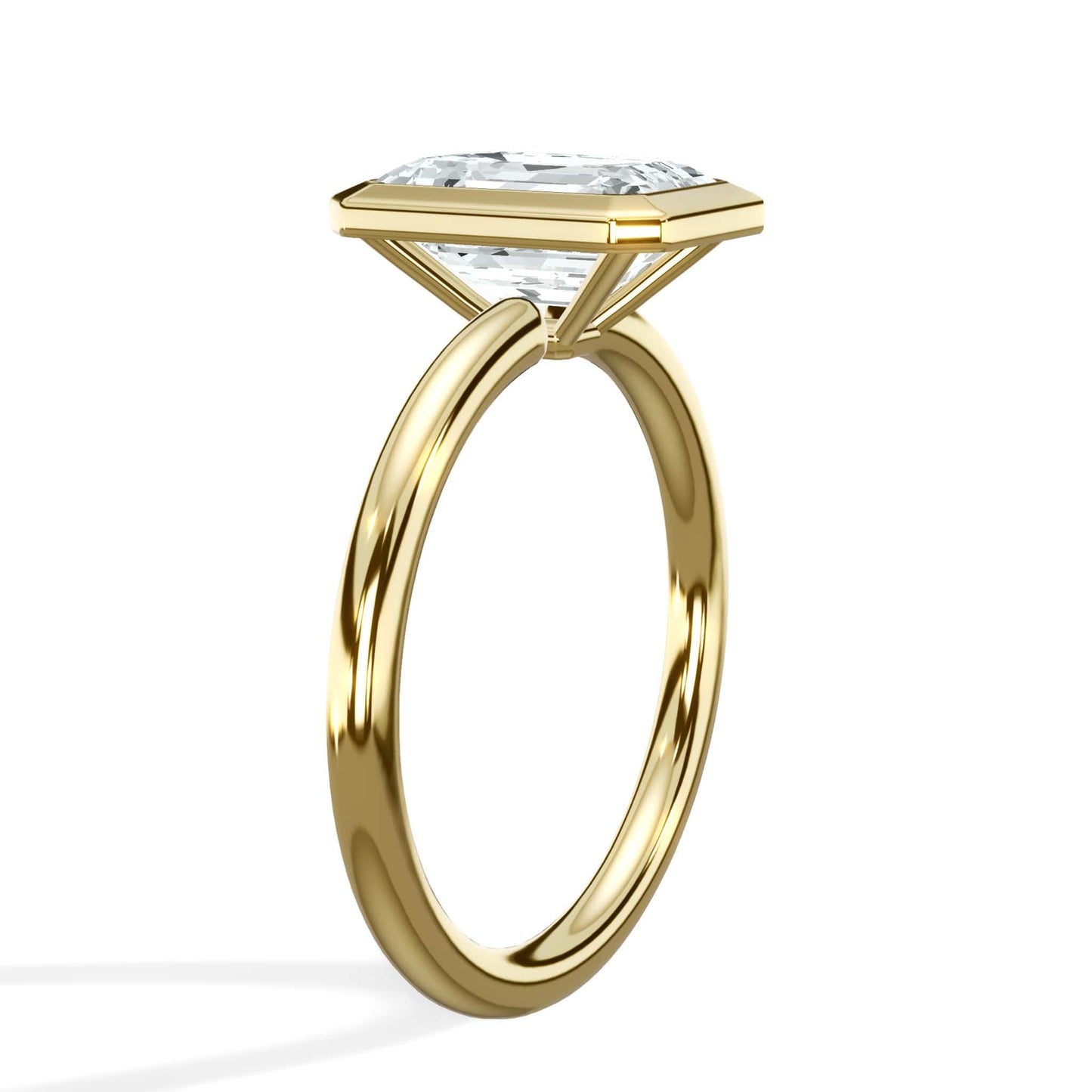 2.00 Carats Lab Grown Emerald Cut Bezel Set Solitaire Diamond Engagement Ring