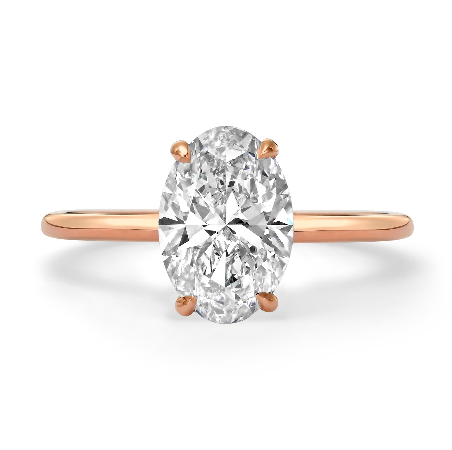2.20 Carats Lab Grown Oval Cut Solitaire Hidden Halo Diamond Engagement Ring Rose Gold