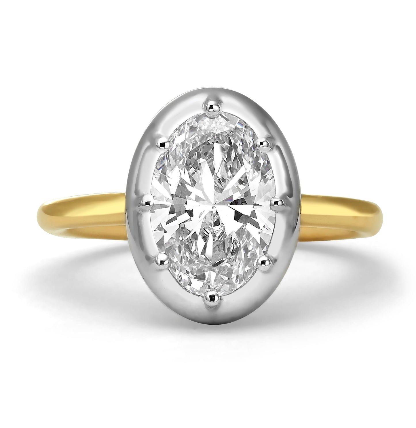 2.09 Carat Lab Grown Oval Cut Diamond Solitaire Button Back Engagement Ring