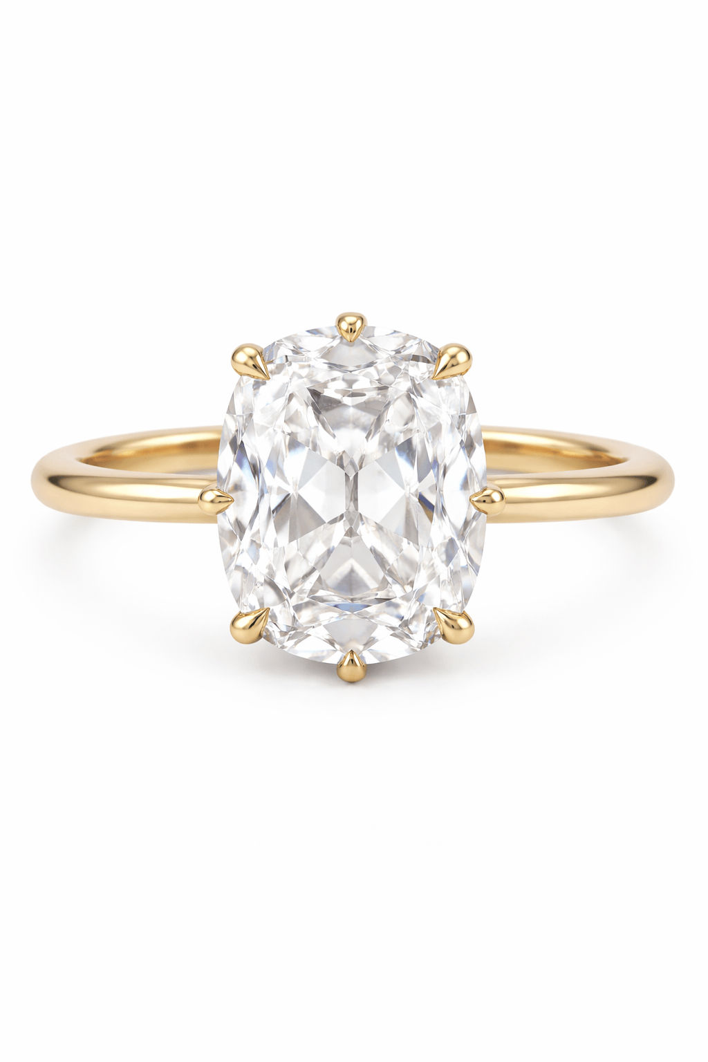 2.00 Carat Lab Grown Elongated Old Mine Cut Diamond Solitaire Engagement Ring