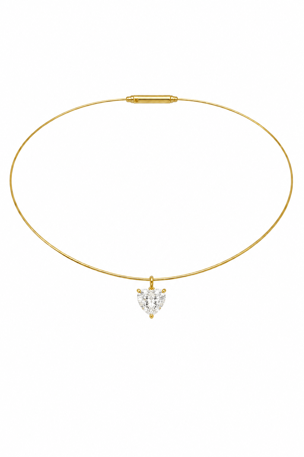The Aura 2ct Heart Diamond Collar Necklace in 14K Yellow Gold