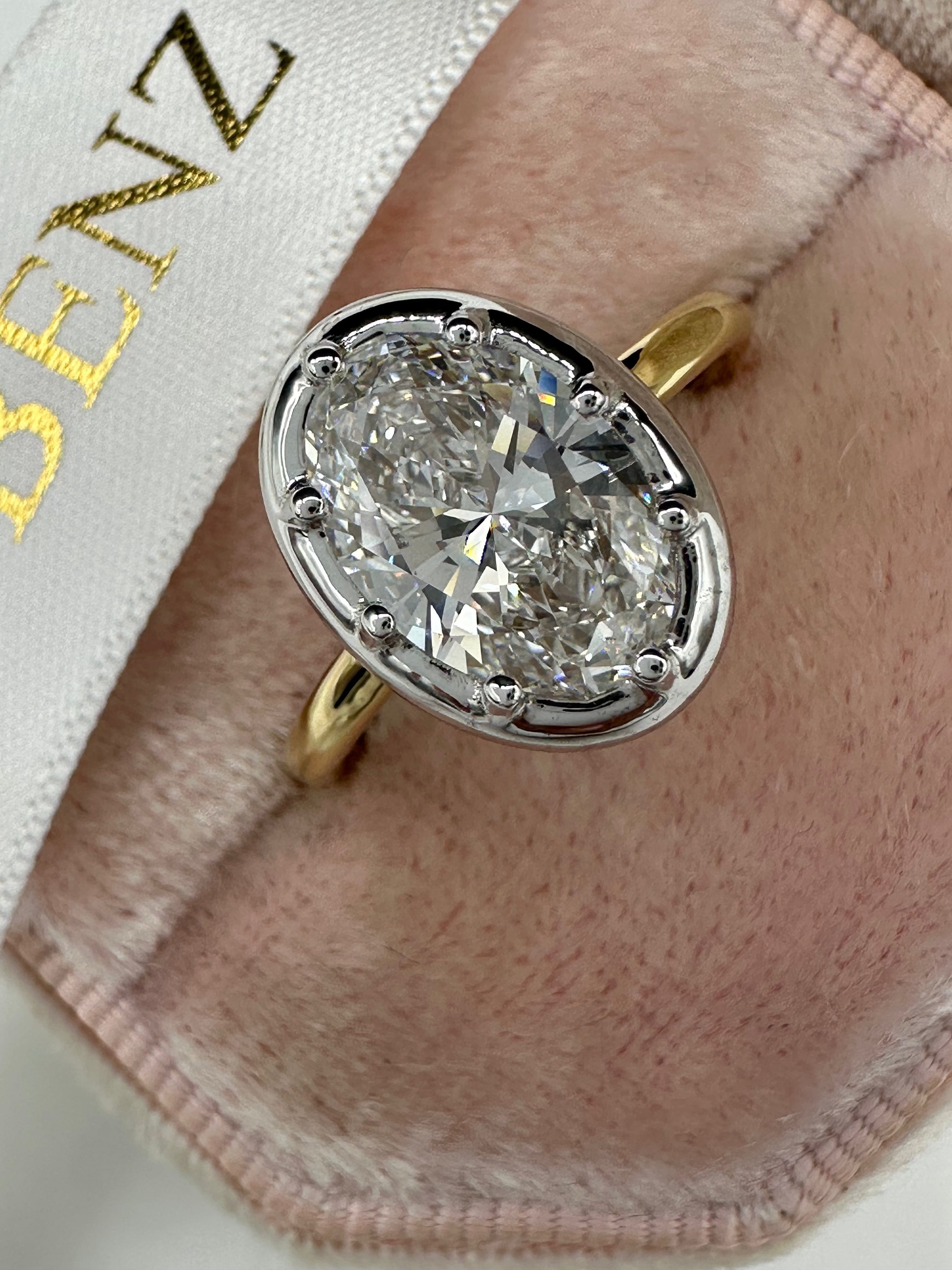 Button Back Diamond 2.02 Carat Lab Grown Oval Cut Diamond Solitaire Button Back Engagement ...