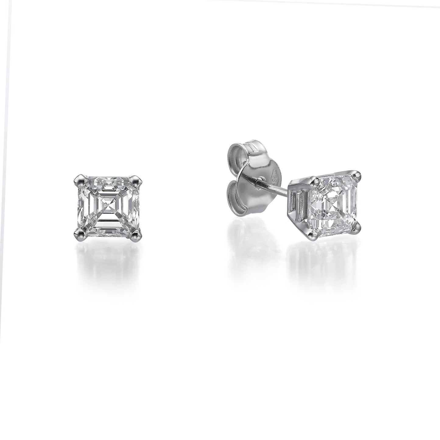 2 ct Asscher Cut Diamond Stud Earrings