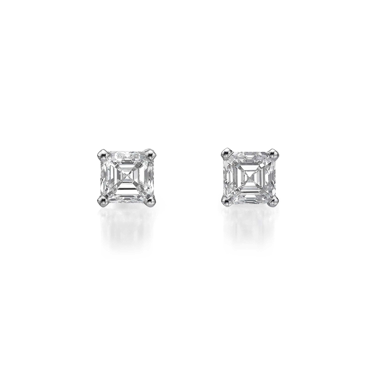 2ct Asscher Cut Diamond Stud Earrings