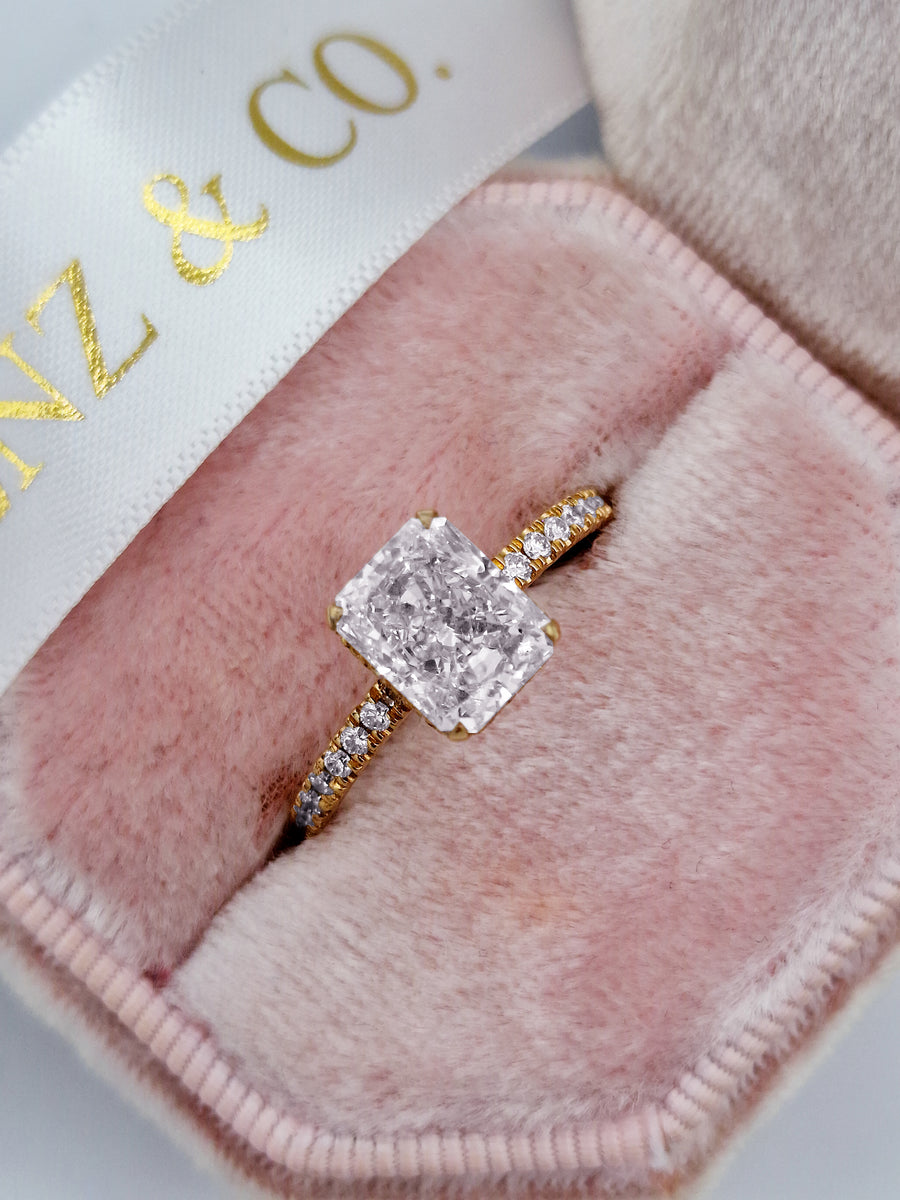 2.50 ct Radiant Cut Diamond Engagement Ring in Rose Gold