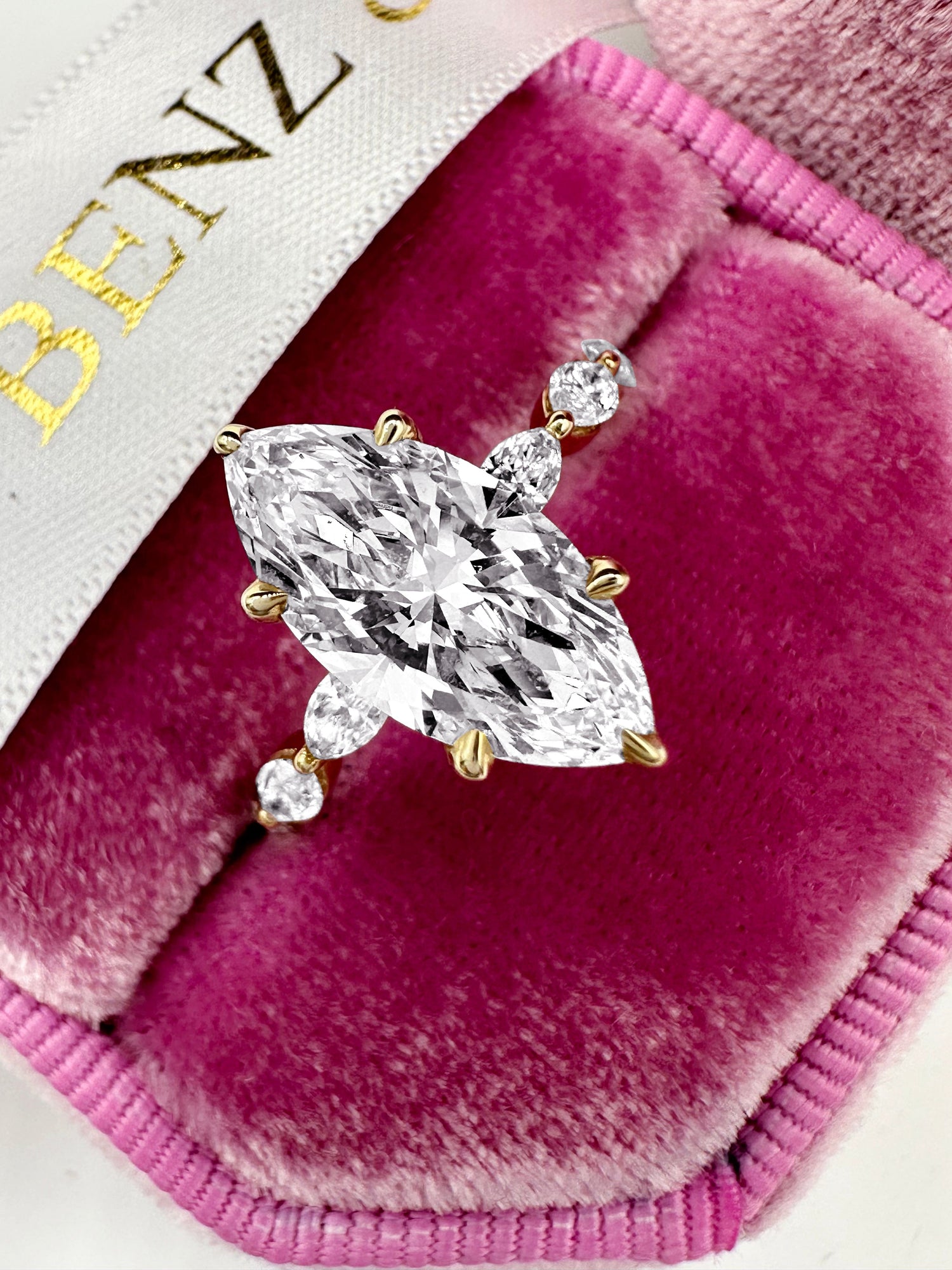 2ct marquise lab diamond engagement ring with hidden halo