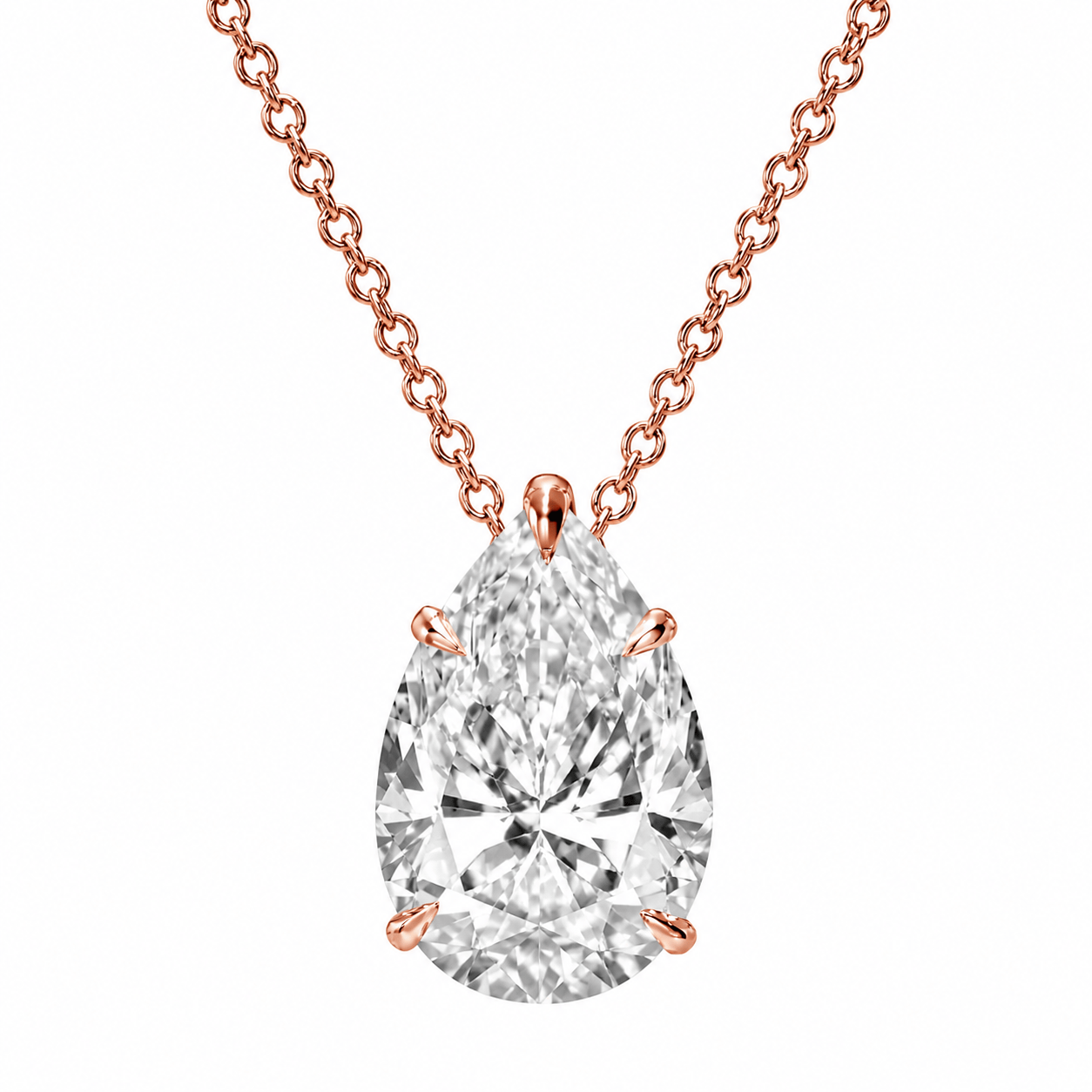 3.00 ct Lab Grown Pear Shape Diamond Solitaire Pendant Necklace