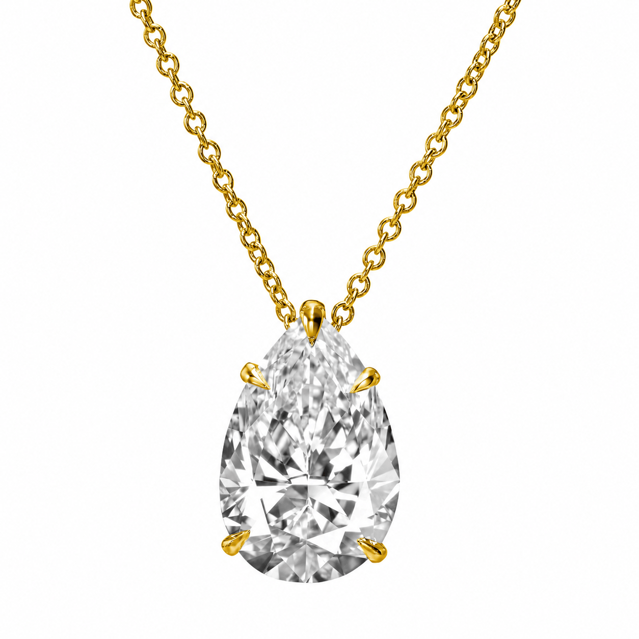 3.00 ct Lab Grown Pear Shape Diamond Solitaire Pendant Necklace