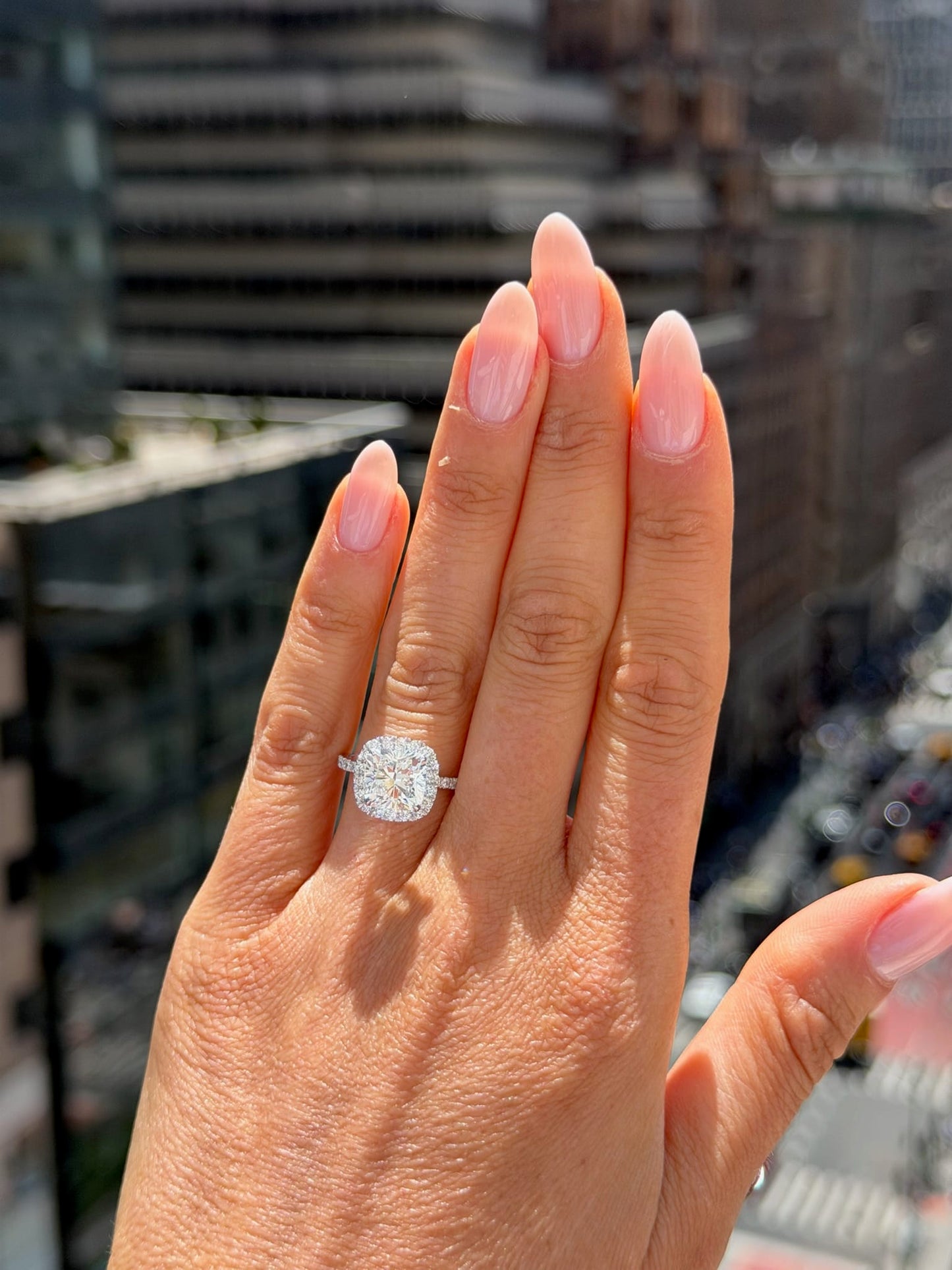 3.60 Carats Cushion Cut Lab Grown Diamond Halo Engagement Ring