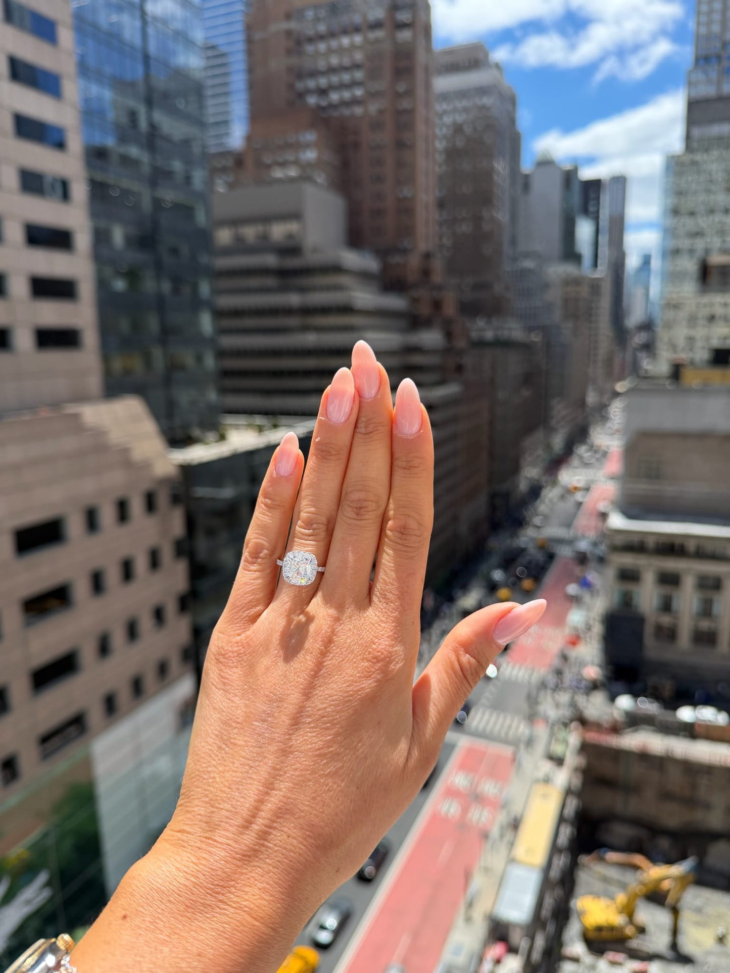 3.60 Carats Cushion Cut Lab Grown Diamond Halo Engagement Ring