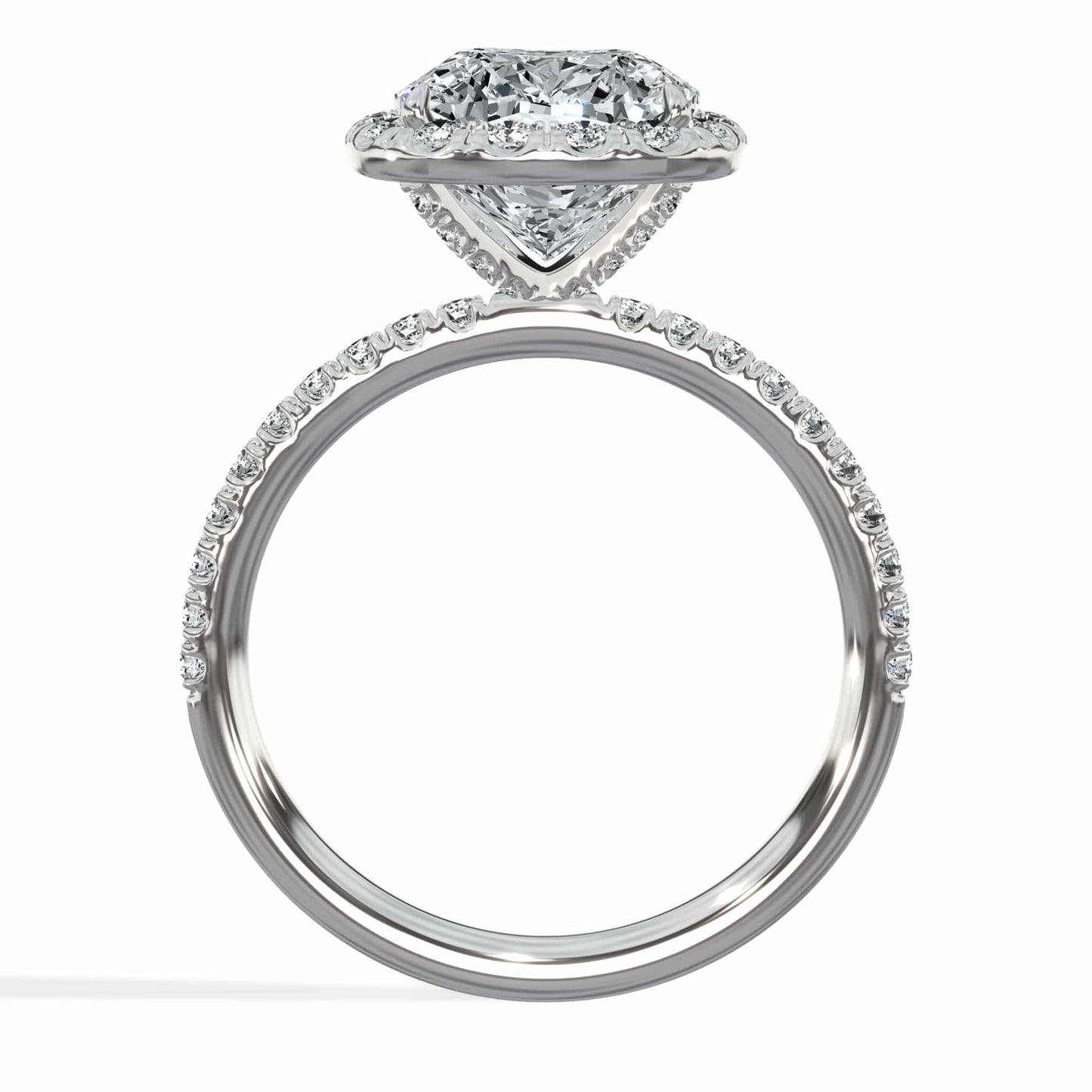 3.60 Carats Cushion Cut Lab Grown Diamond Halo Engagement Ring