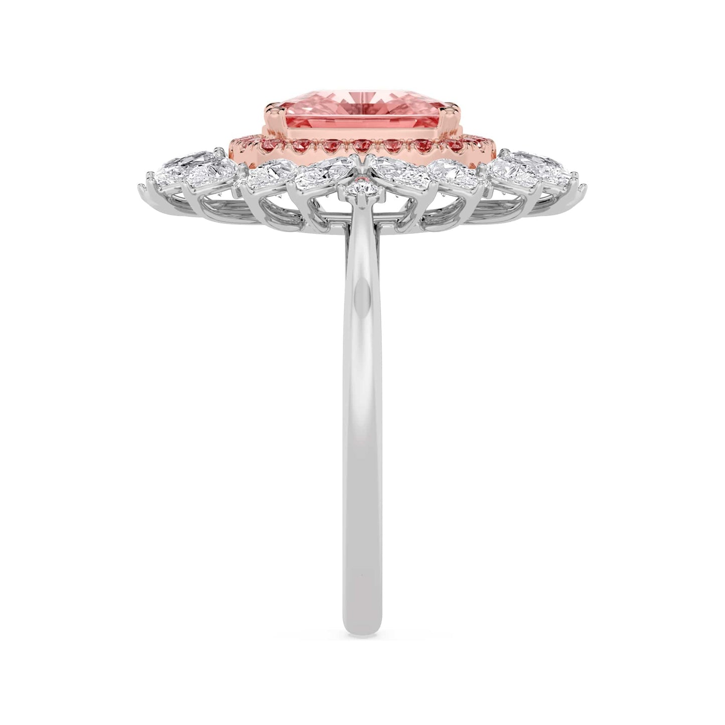 3.52 Carats Cushion Cut Fancy Vivid Pink High Jewelry Lab Grown Diamond Halo Cocktail Engagement Ring