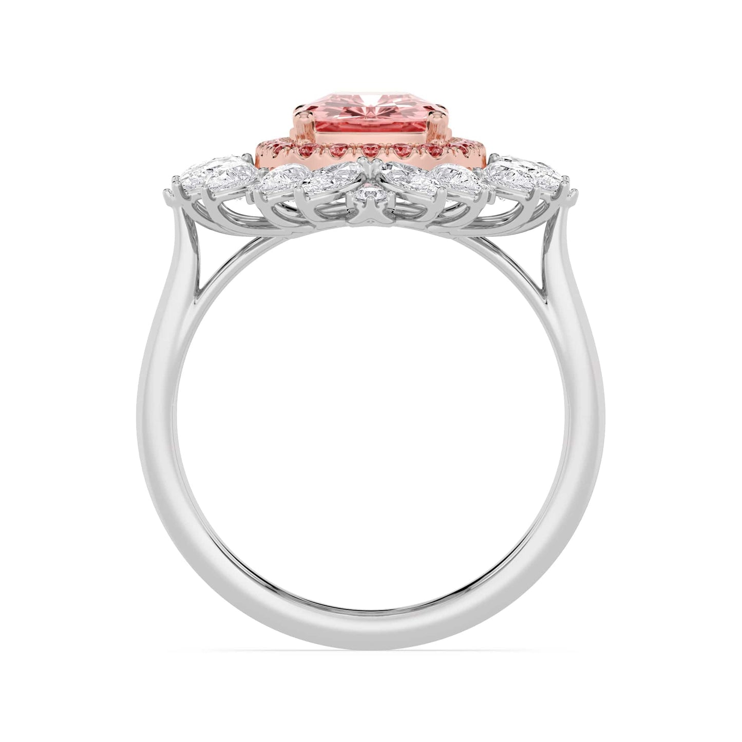 3.52 Carats Cushion Cut Fancy Vivid Pink High Jewelry Lab Grown Diamond Halo Cocktail Engagement Ring