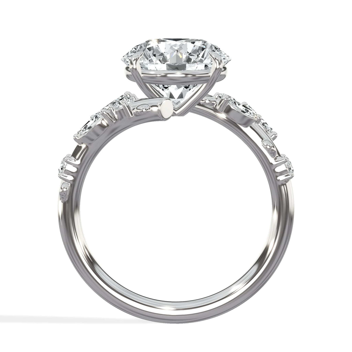 3.36 Carats Lab Grown Round Cut Diamond Floral Engagement Ring White Gold