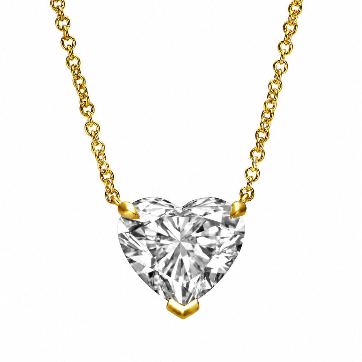 3 Carat Lab Grown Heart Shape Diamond Solitaire Pendant Necklace