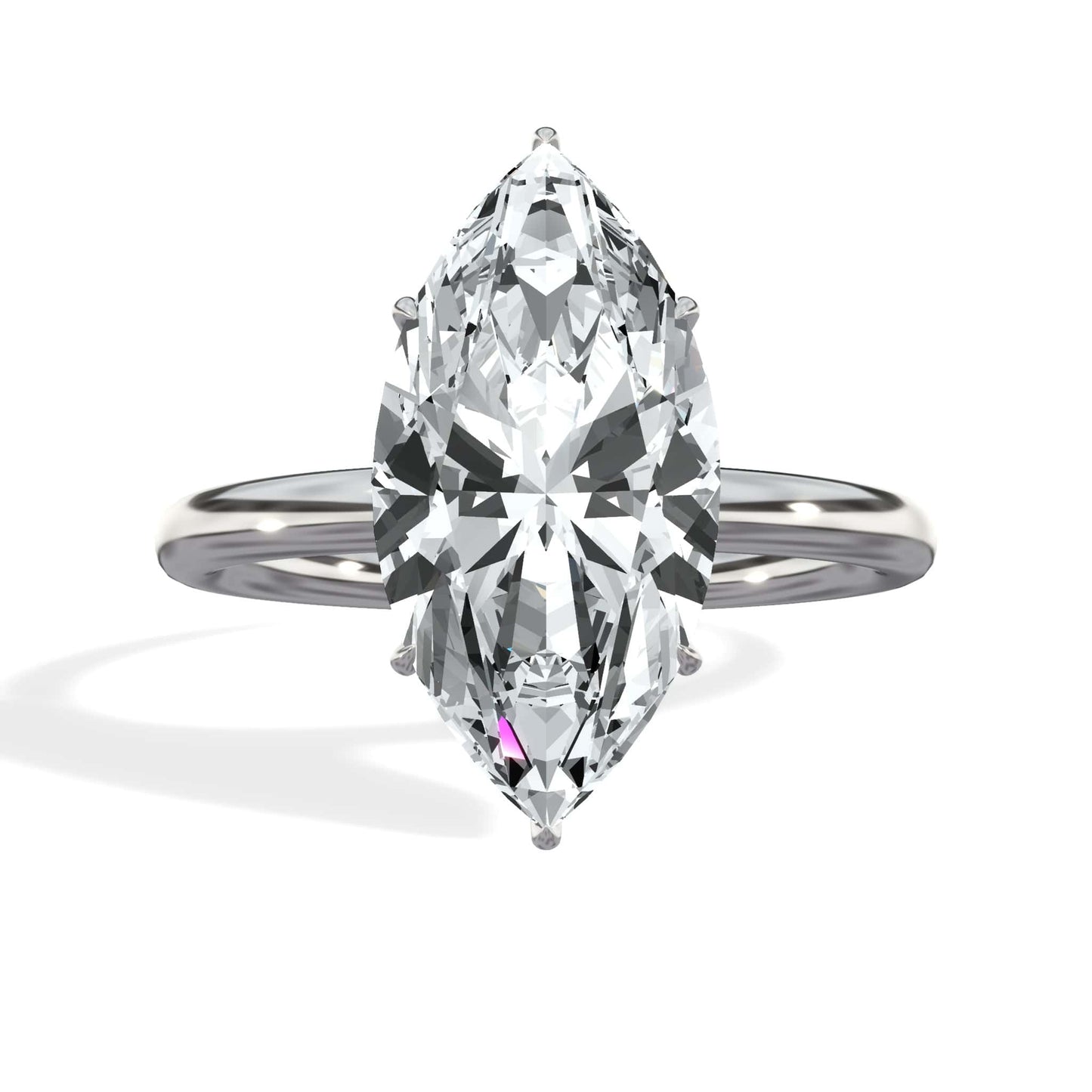 3.20 Carats Lab Grown Marquise Cut Solitaire Hidden Halo Diamond Engagement Ring White Gold