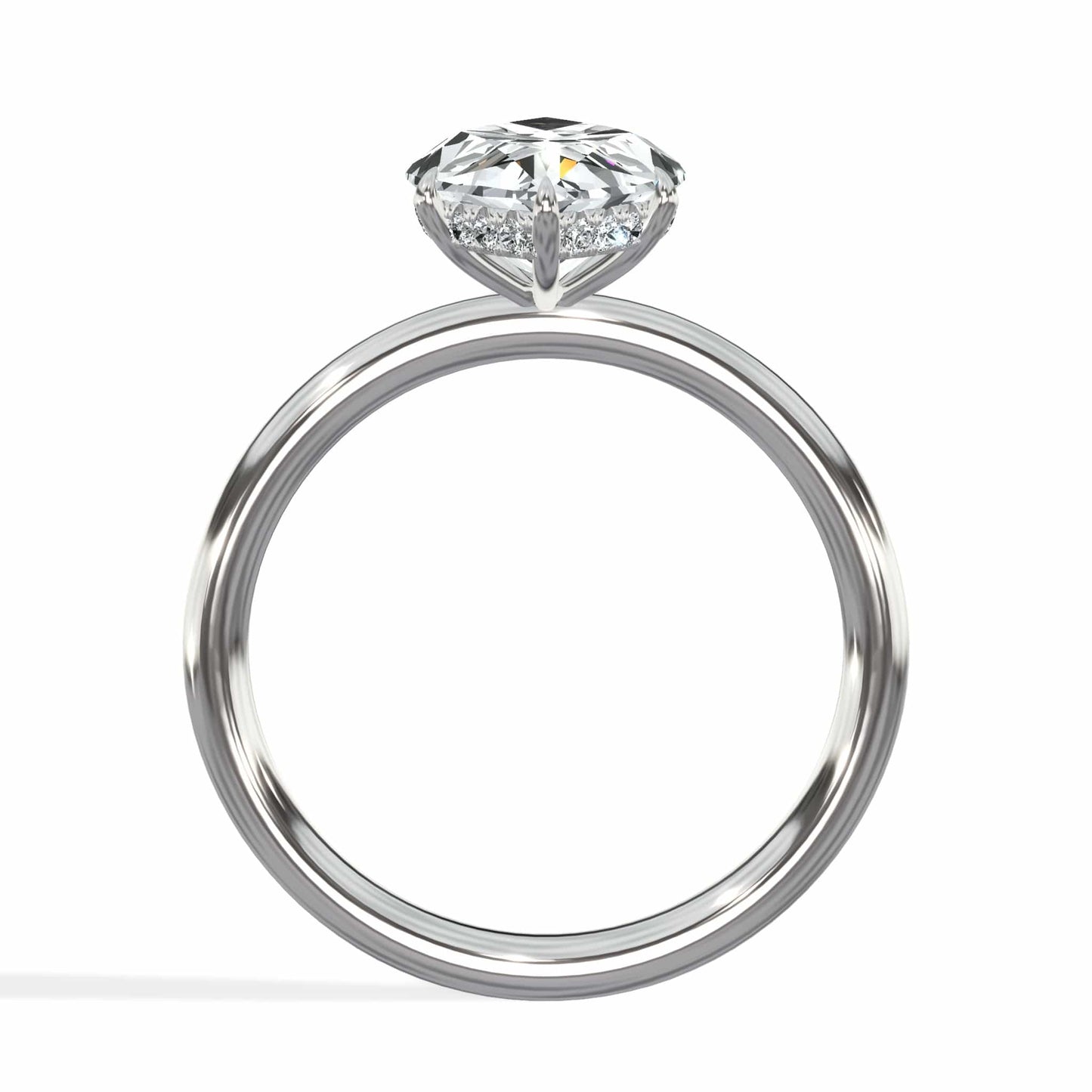3.20 Carats Lab Grown Marquise Cut Solitaire Hidden Halo Diamond Engagement Ring White Gold