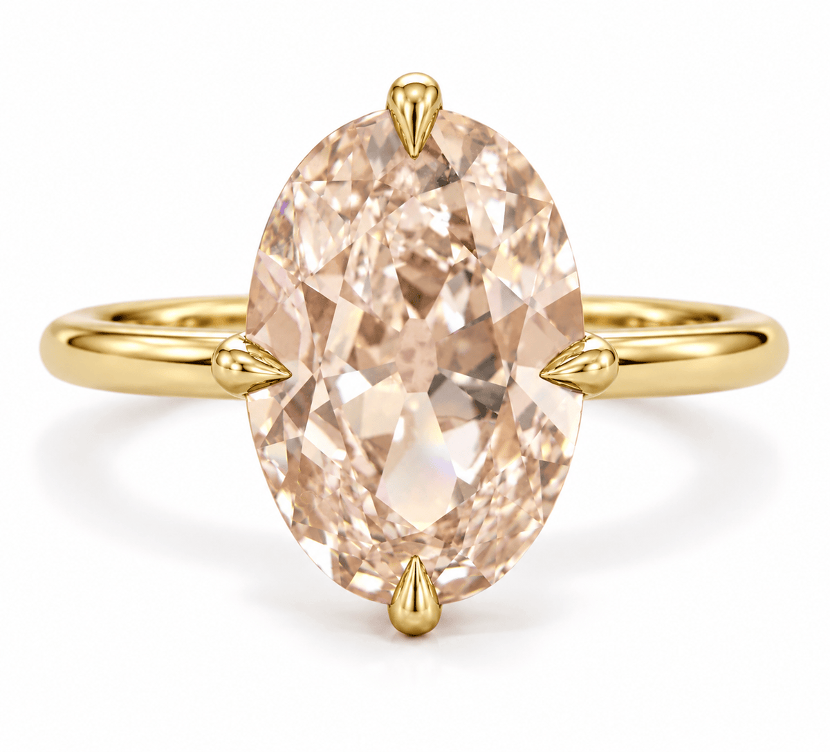 3.16 Carat Lab Grown Old Mine Cut Pink Champagne Diamond Compass Solitaire Engagement Ring