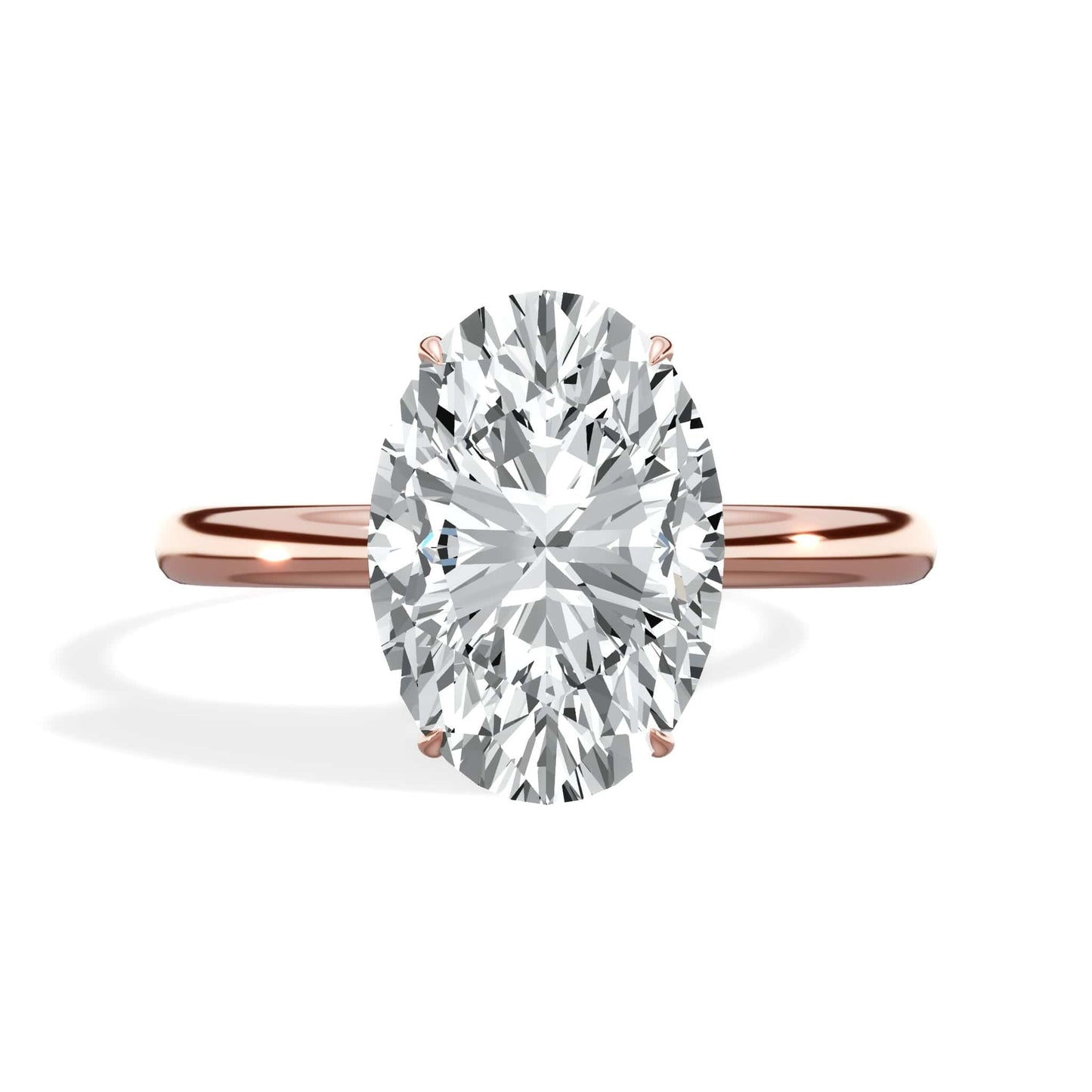 3.18 Carats Lab Grown Oval Cut Solitaire Hidden Halo Diamond Engagement Ring