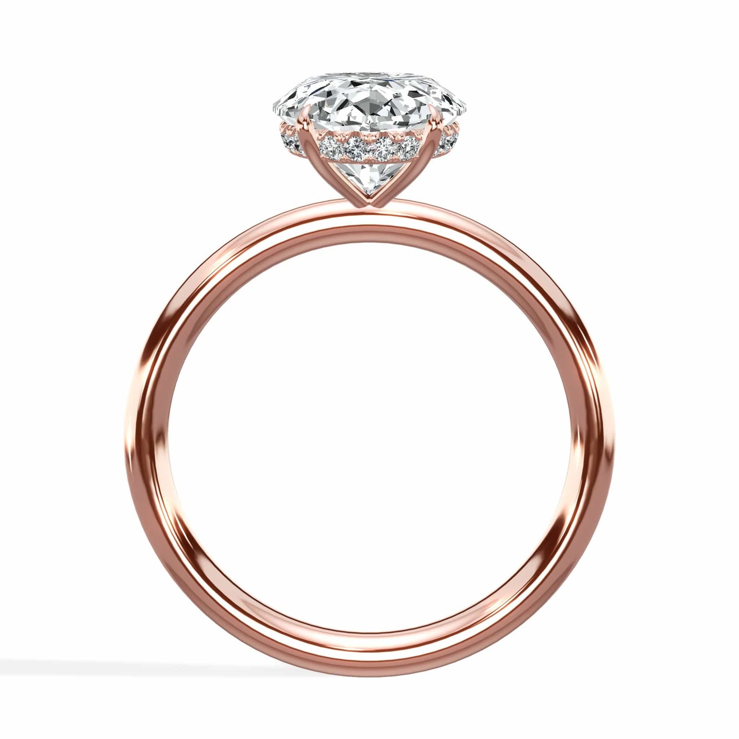 3.18 Carats Lab Grown Oval Cut Solitaire Hidden Halo Diamond Engagement Ring
