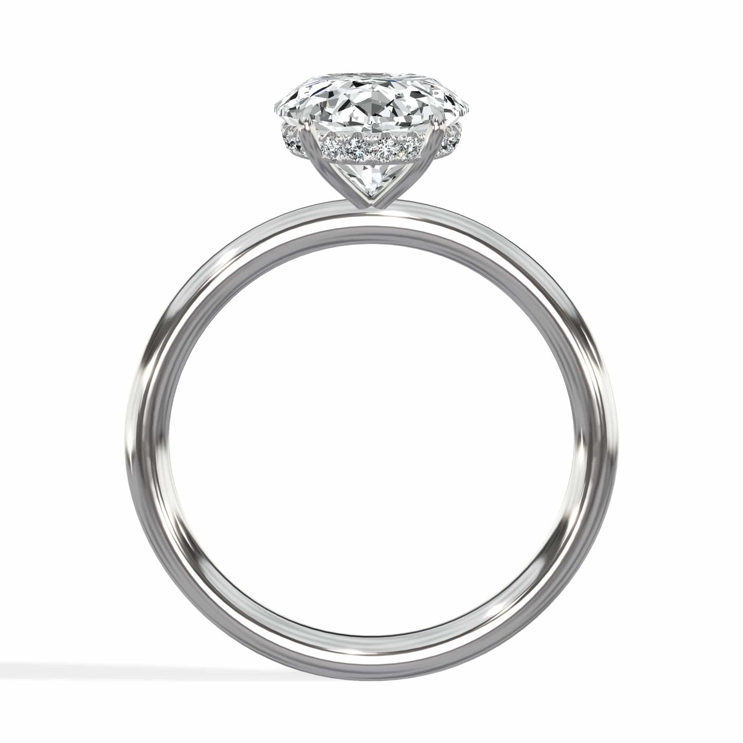 3.18 Carats Lab Grown Oval Cut Lab Grown Diamond Solitaire Hidden Halo Engagement Ring In White Gold