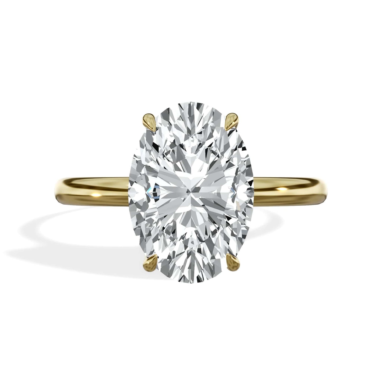 3 Carat Lab Grown Oval Cut Diamond Solitaire Engagement Ring Yellow Gold