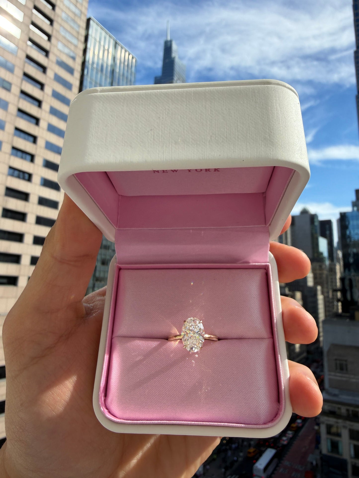 3 Carat Lab Grown Oval Cut Diamond Solitaire Engagement Ring Yellow Gold