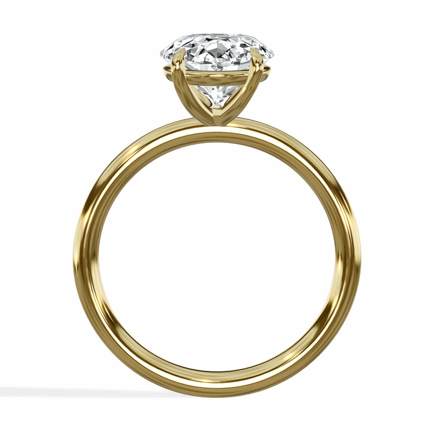 3 Carat Lab Grown Oval Cut Diamond Solitaire Engagement Ring Yellow Gold