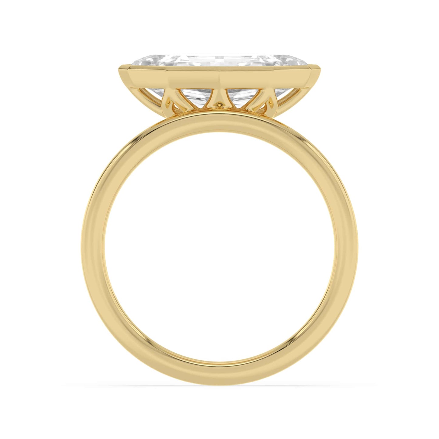 3 Carat Lab Grown Oval Step Cut Diamond Solitaire East West Engagement Ring In Yellow Gold