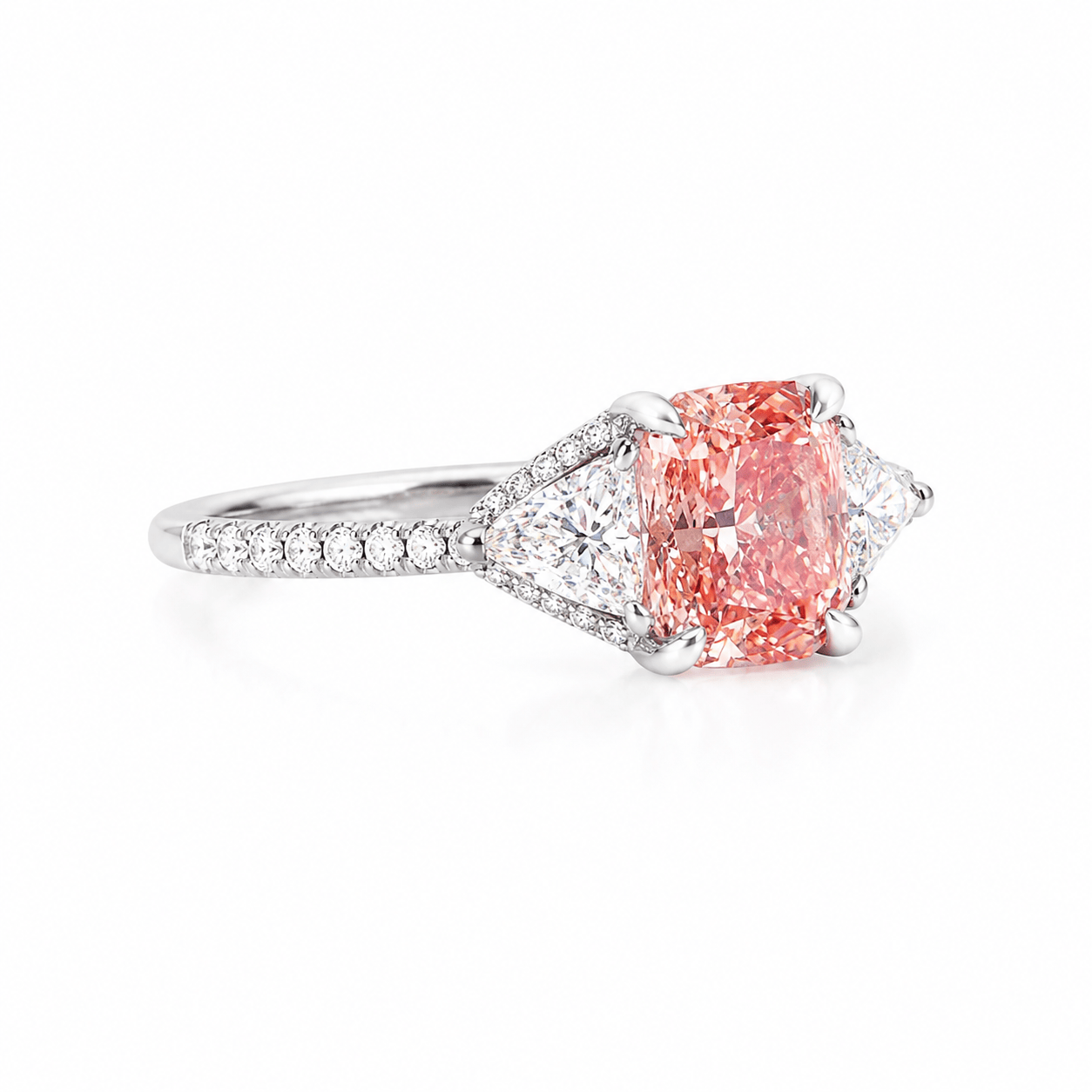 3.15 Carats Cushion Cut Fancy Intense Pink High Jewelry Lab Grown Diamond Engagement Ring
