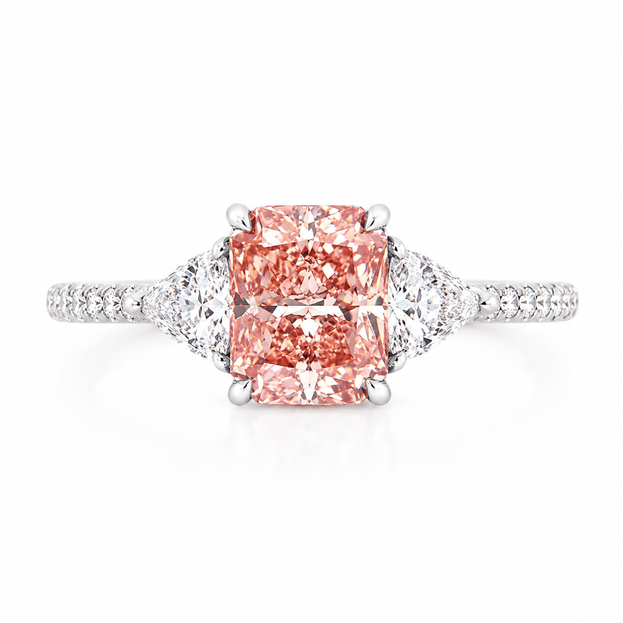 3.15 Carats Cushion Cut Fancy Intense Pink High Jewelry Lab Grown Diamond Engagement Ring