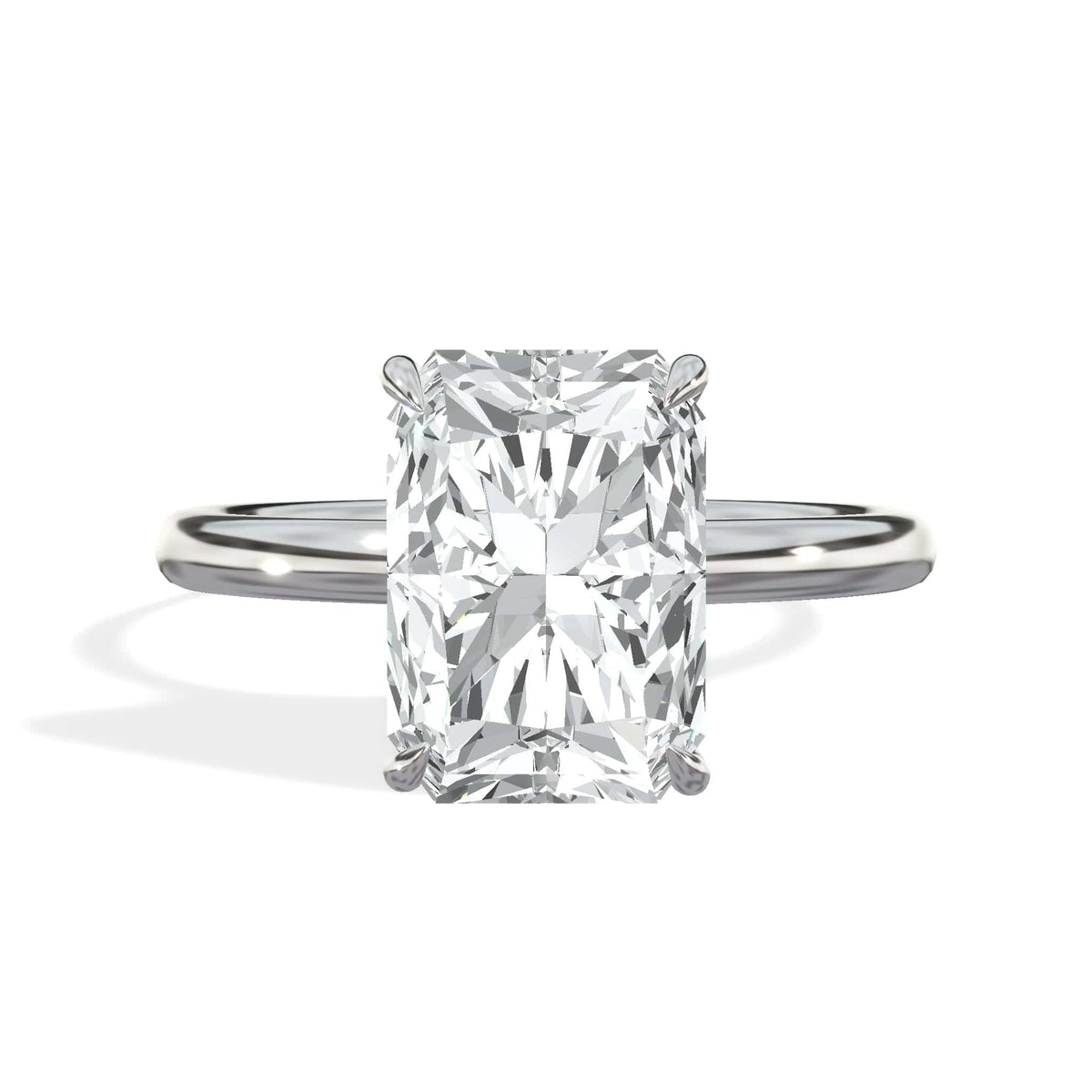 3 Carat Lab Grown Solitaire Radiant Cut Diamond Engagement Ring White Gold
