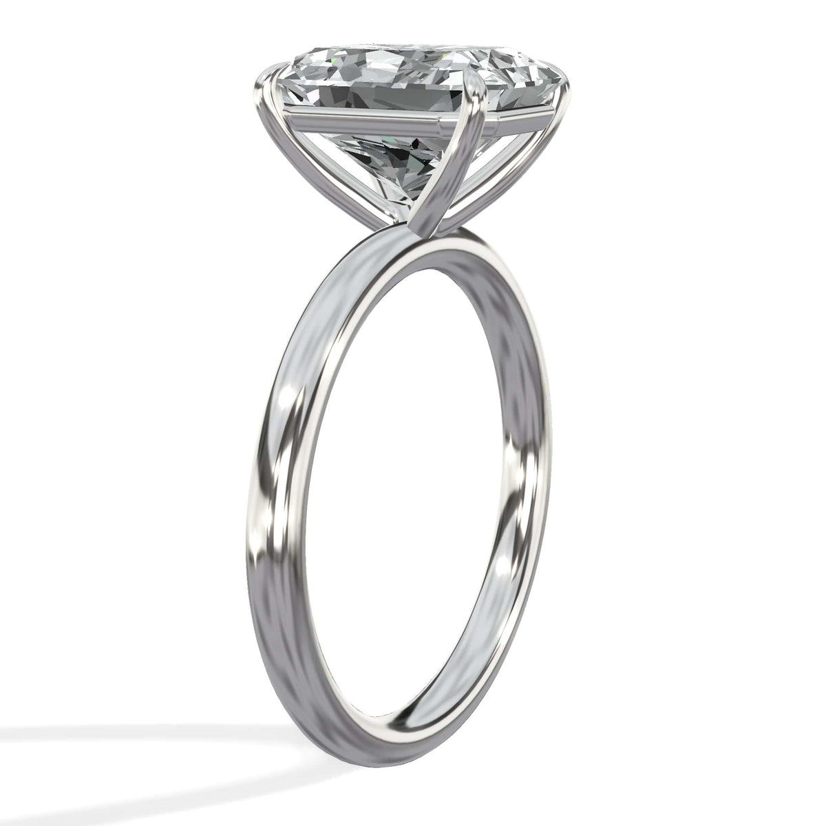 3 Carat Lab Grown Solitaire Radiant Cut Diamond Engagement Ring White Gold