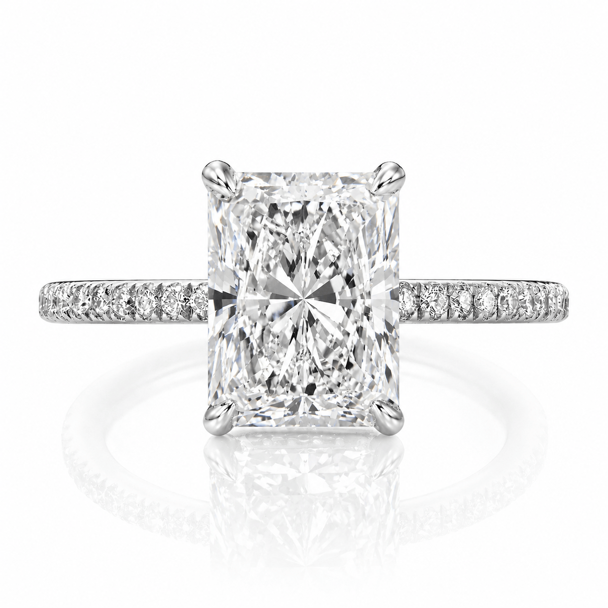 3.50 Carat Radiant Cut Natural Diamond Hidden Halo Engagement Ring